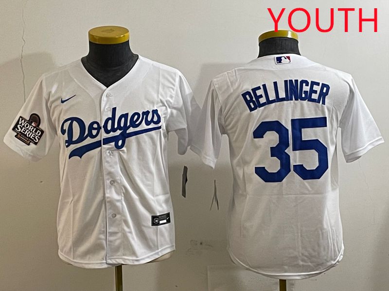 Youth Los Angeles Dodgers #35 Bellinger White Game 2025 Nike MLB Jersey style 4